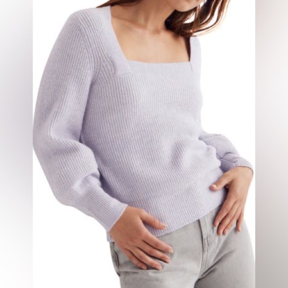 Madewell Wool Acrylic Blend Purple Sweater - Squareneck